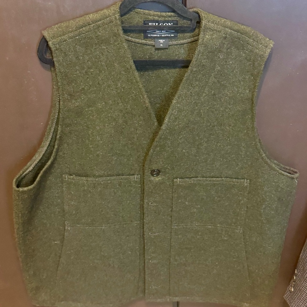 Filson Green Wool Vest Classic Layering Piece 

Never worn!  High quality.